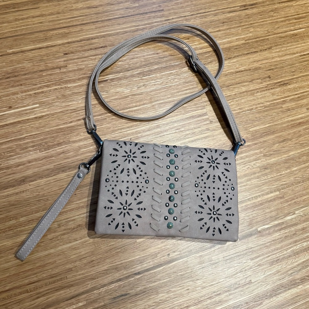 Beige American Bling Crossbody Purse
